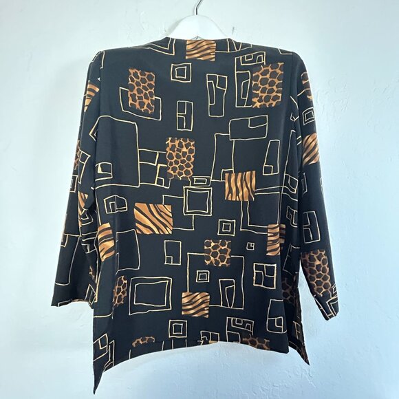 Briggs New York Petite Medium Womens Button Up Blazer Geometric & Animal Print - Picture 2 of 7